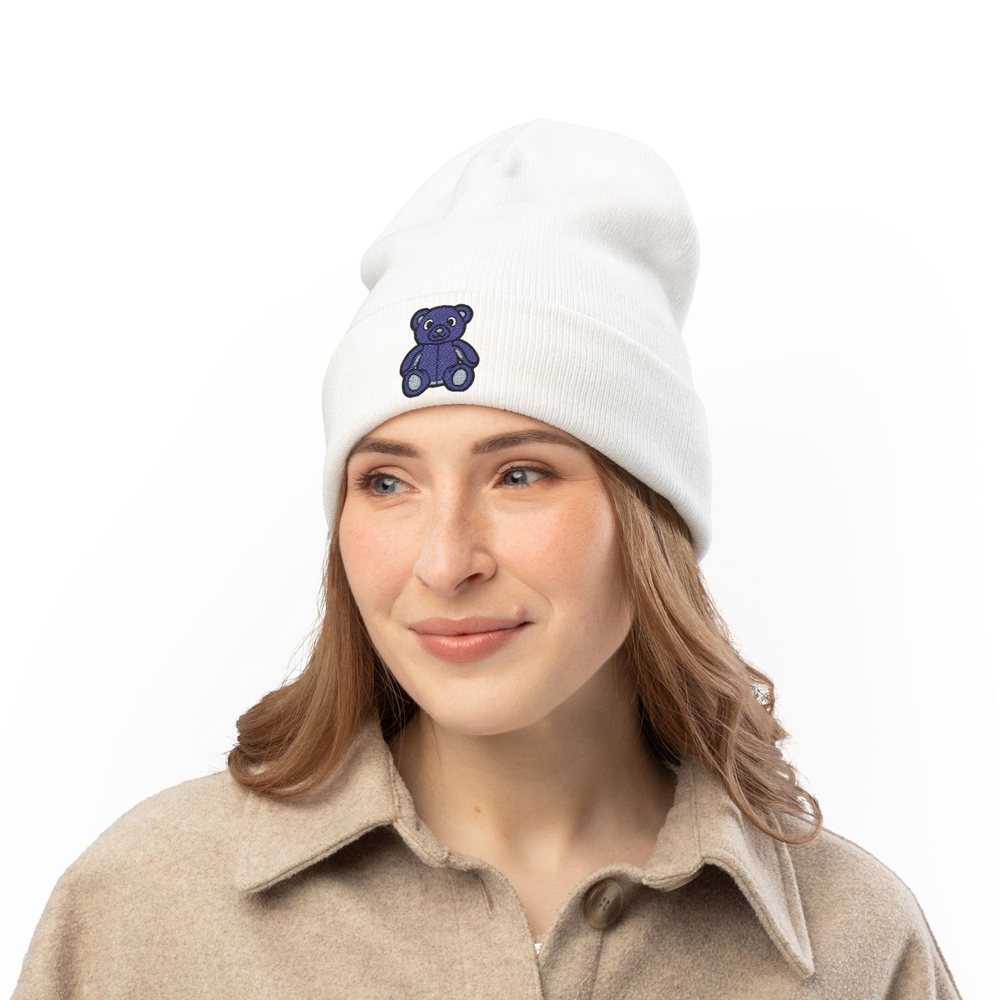 Twilight Bear Embroidered Beanie — Cozy Knit Hat
