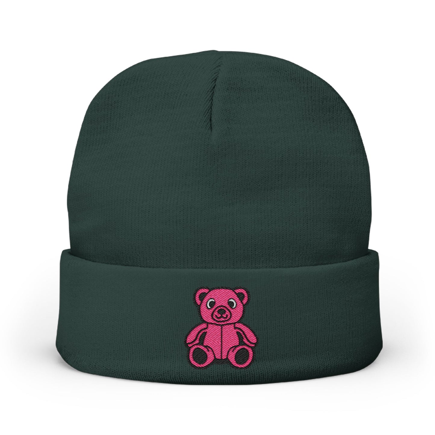 Pinky Bear Embroidered Knit Beanie