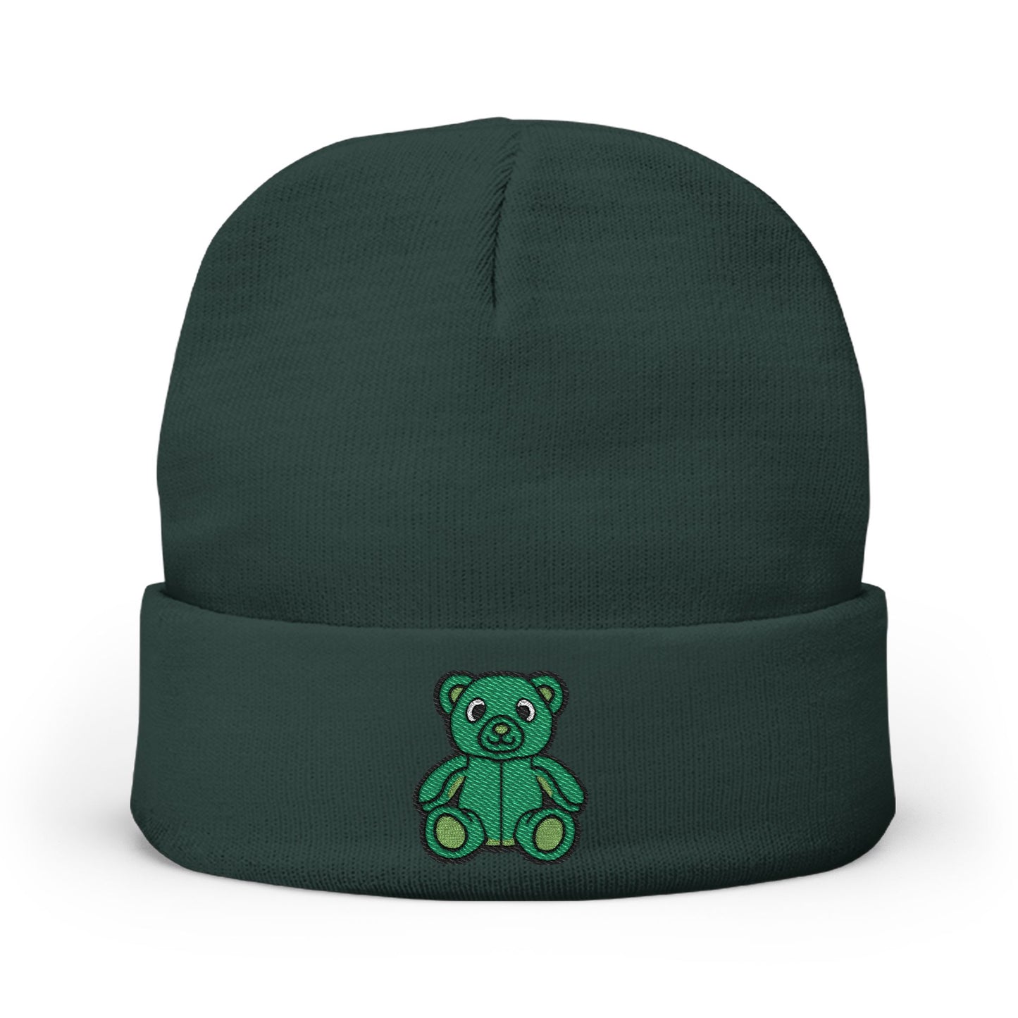 Emerald Bear Cozy Embroidered Beanie