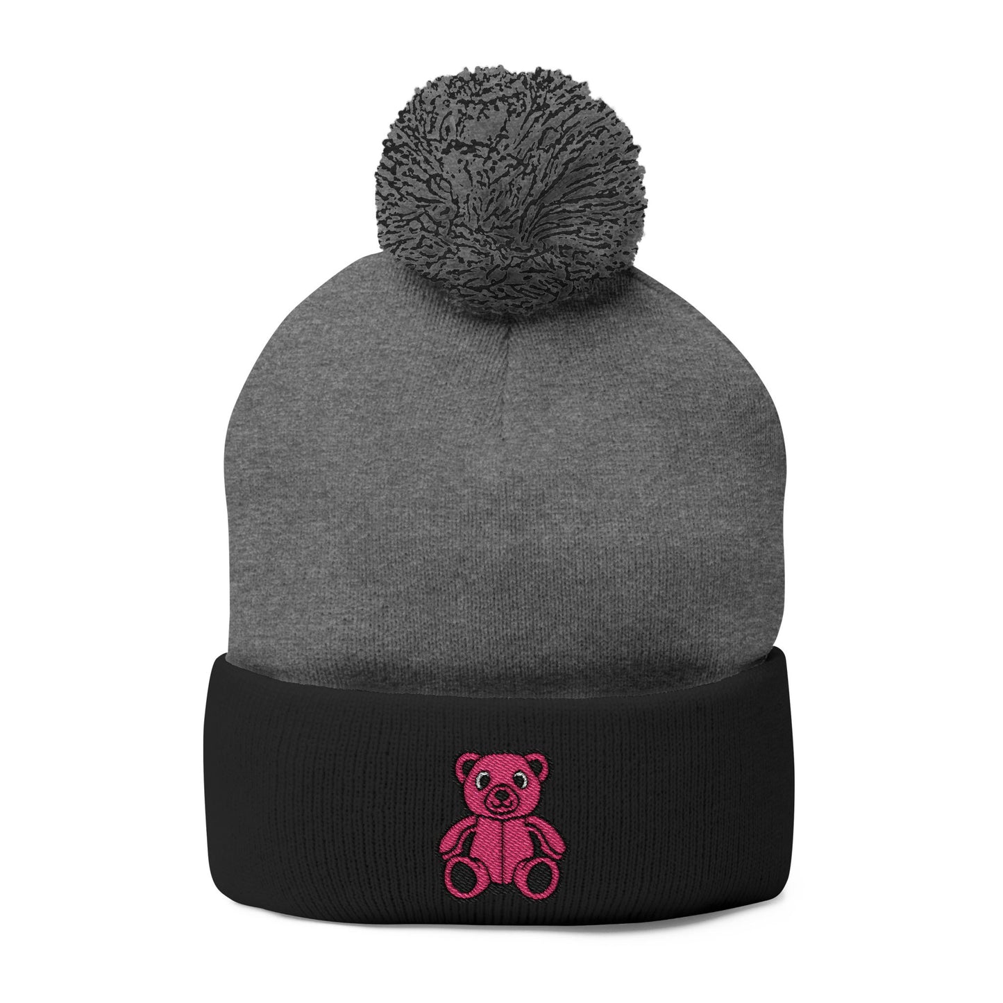 Pinky Bear Embroidered Pom-Pom Knit Cap