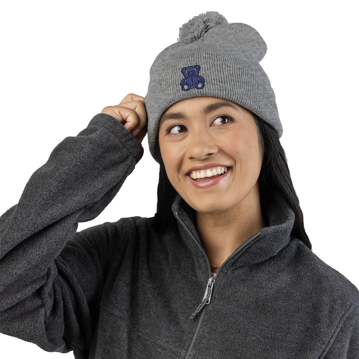 Twilight Bear Embroidered Pom-Pom Knit Cap