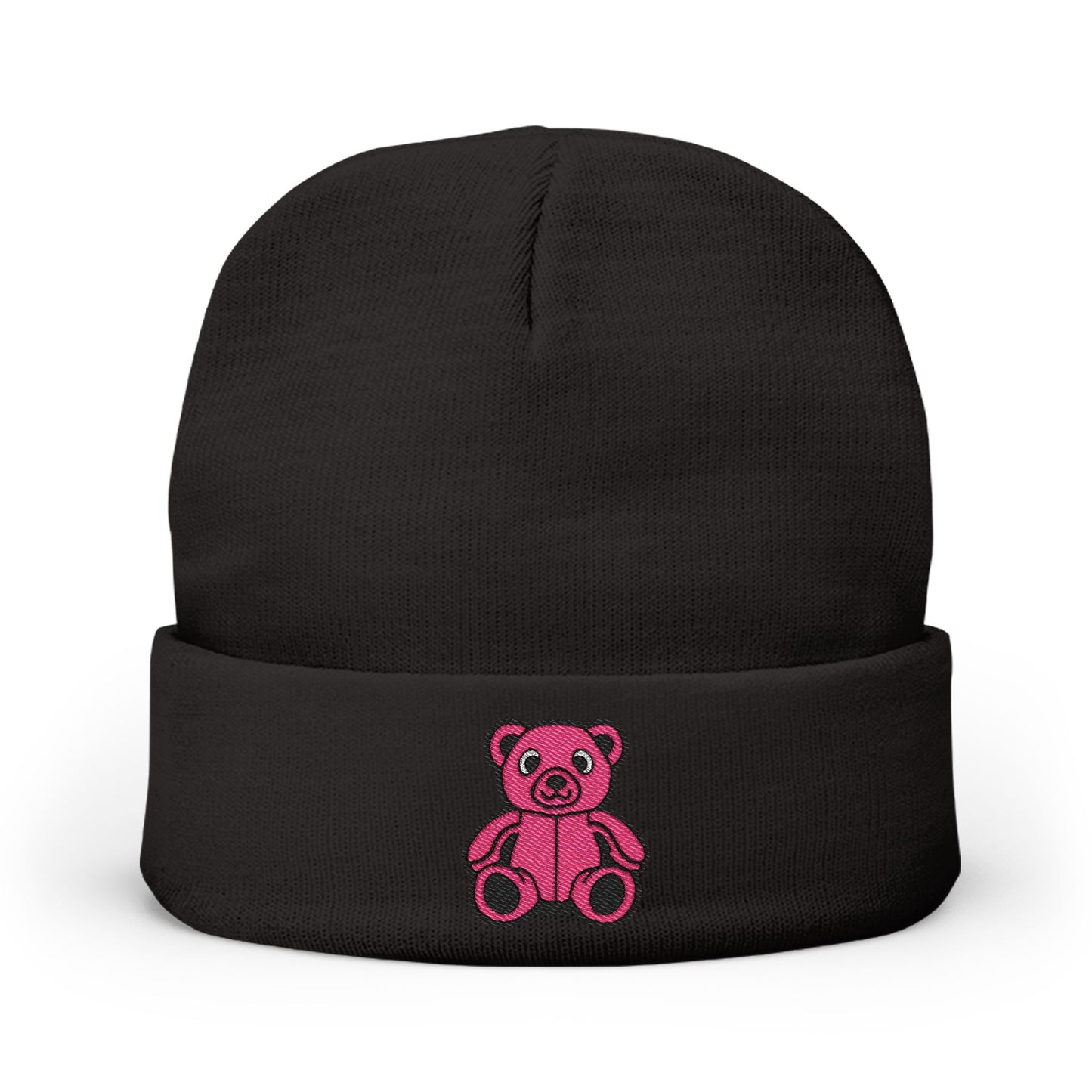 Pinky Bear Embroidered Knit Beanie