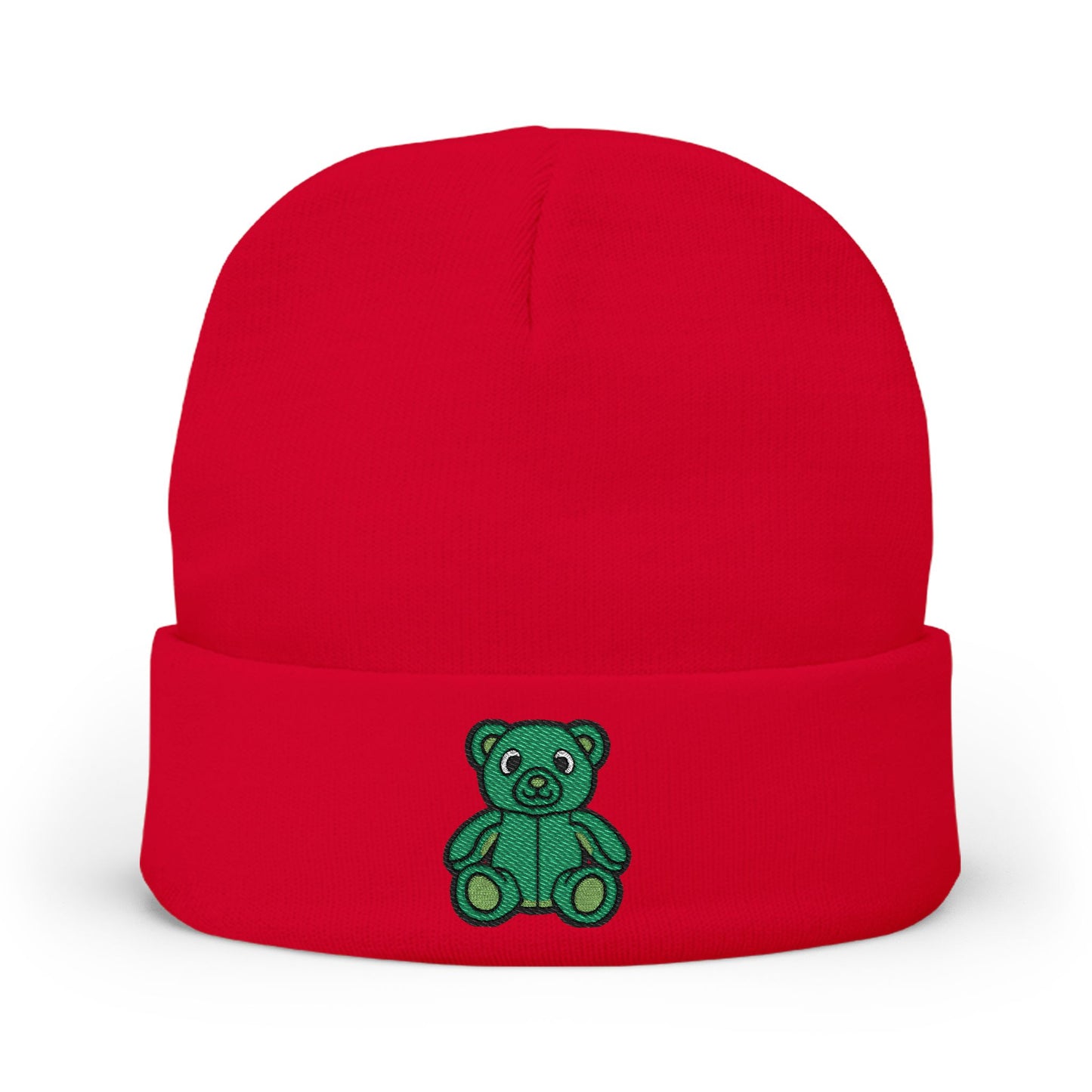 Emerald Bear Cozy Embroidered Beanie
