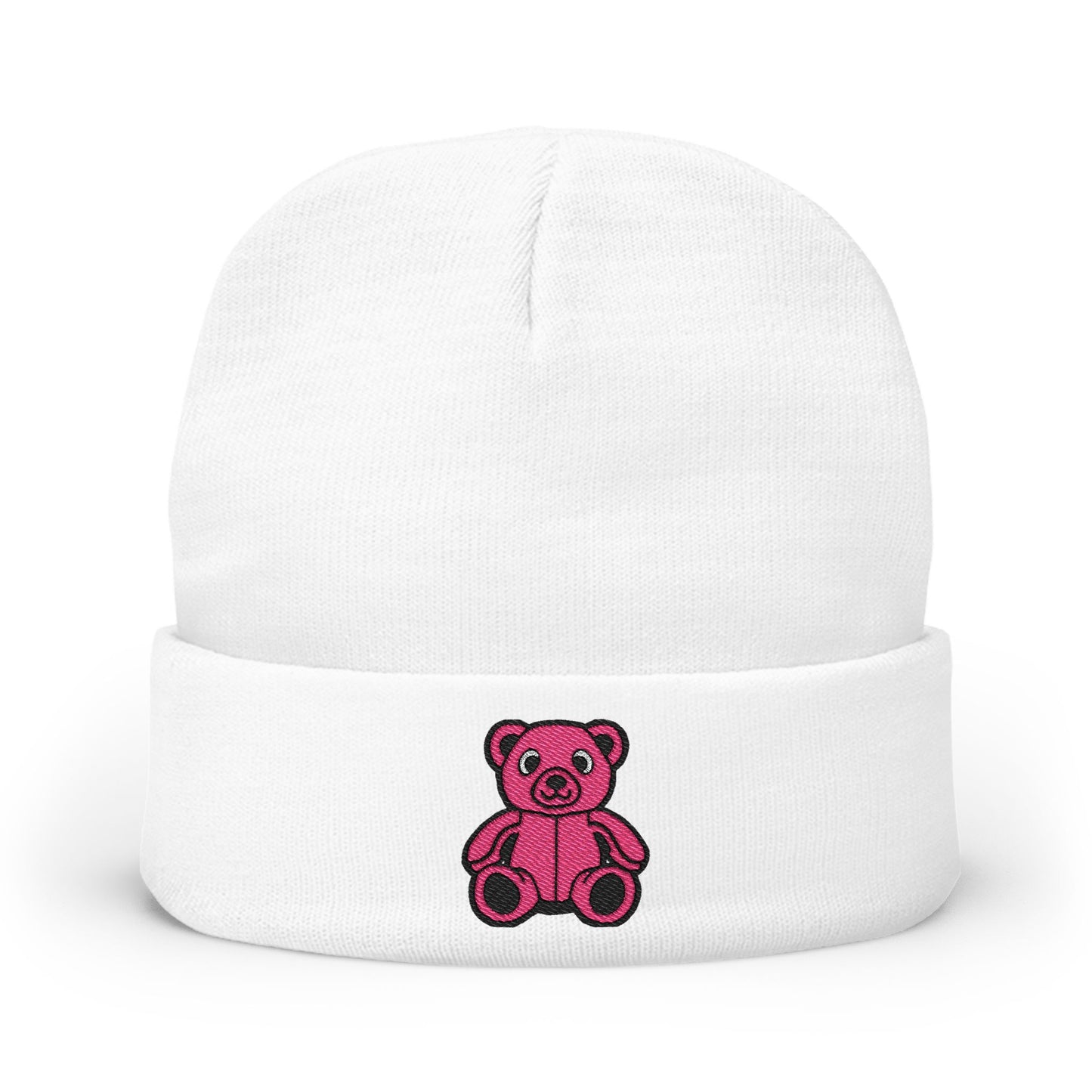 Pinky Bear Embroidered Knit Beanie
