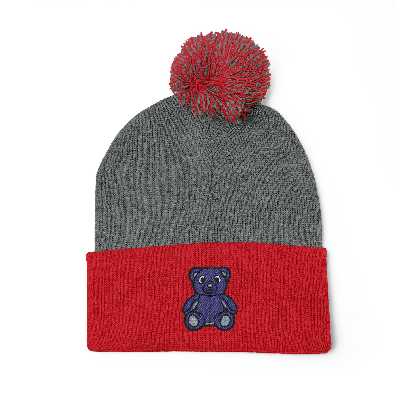 Twilight Bear Embroidered Pom-Pom Knit Cap