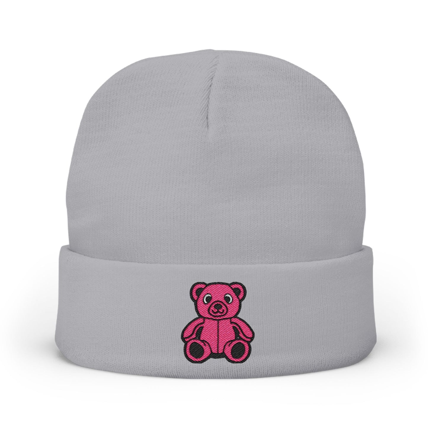 Pinky Bear Embroidered Knit Beanie