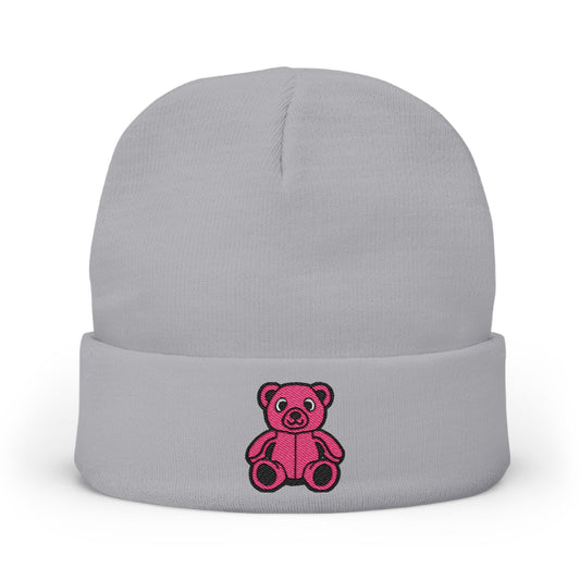 Pinky Bear Embroidered Knit Beanie