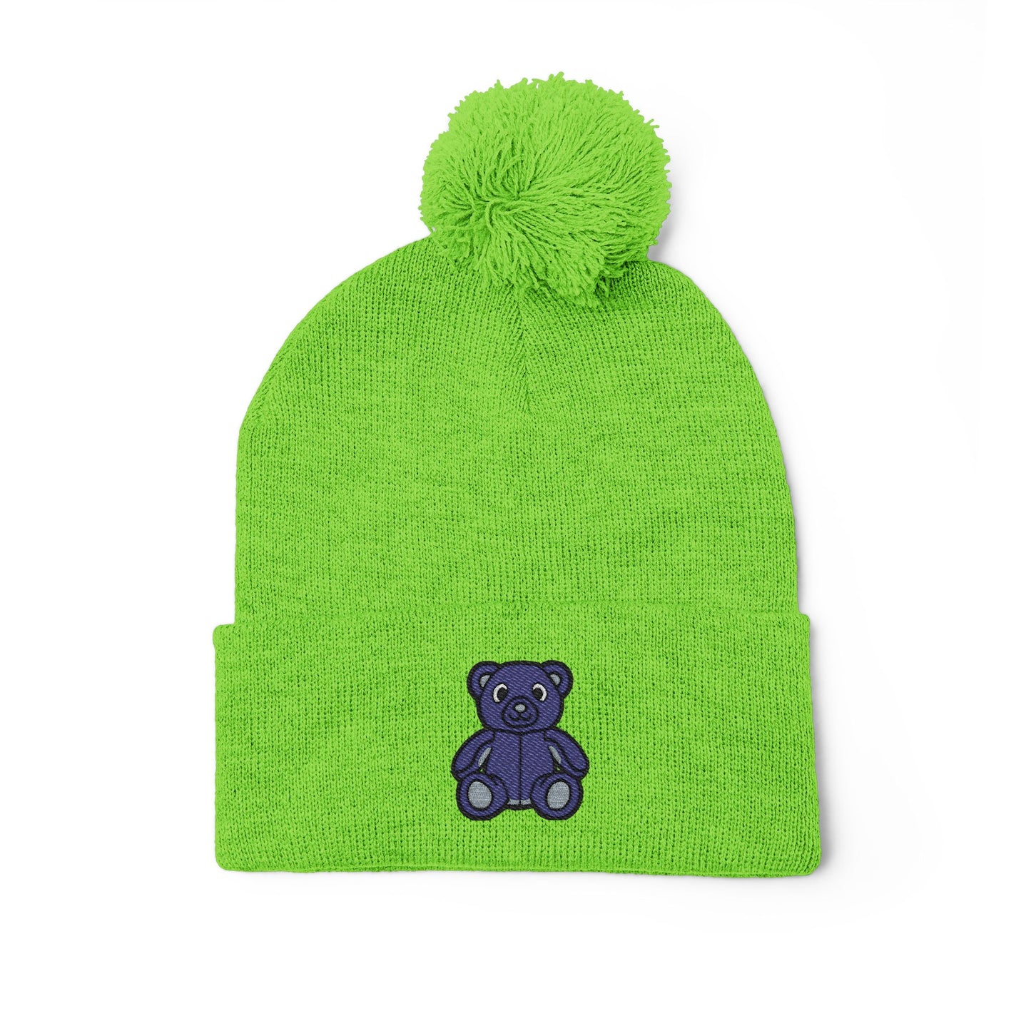 Twilight Bear Embroidered Pom-Pom Knit Cap