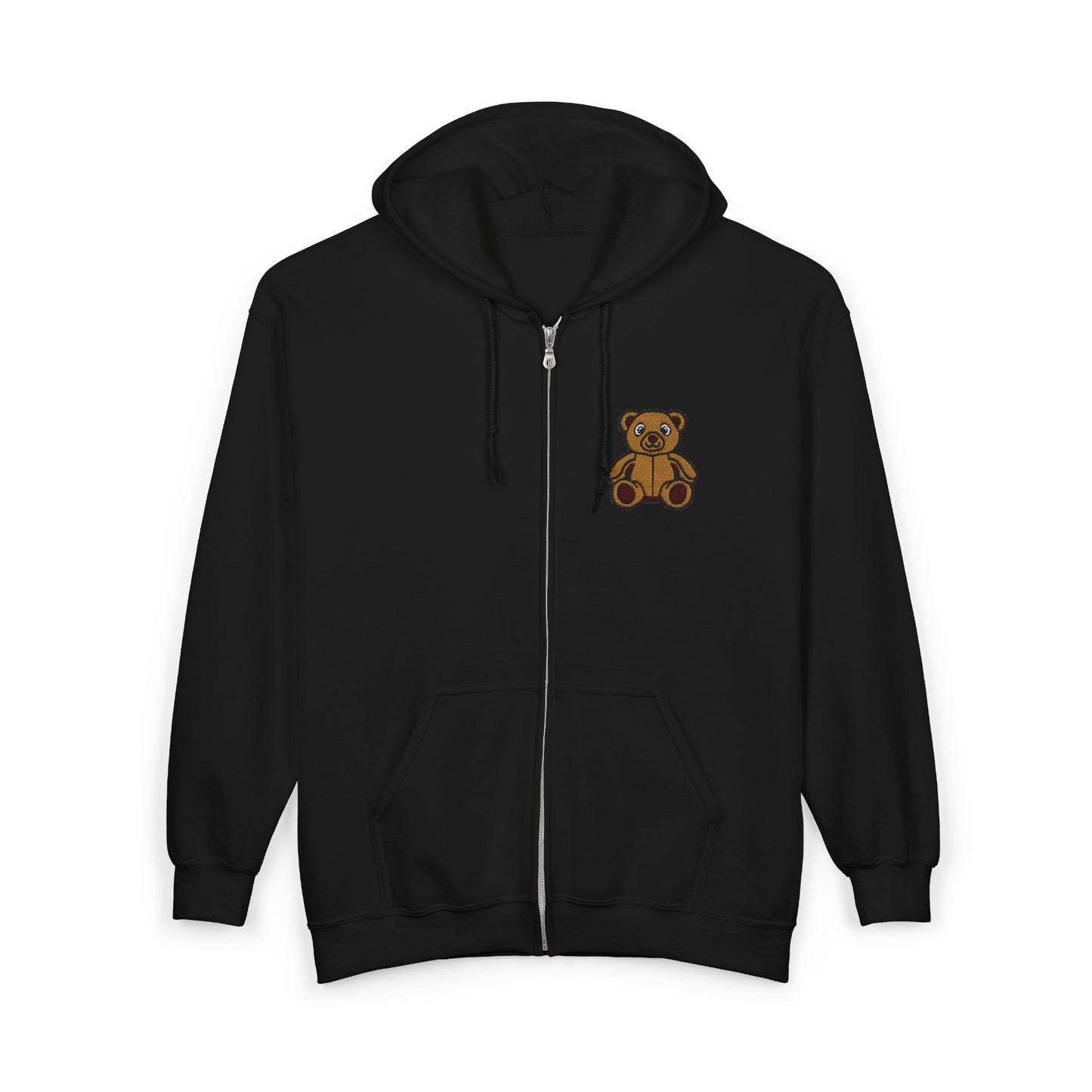 Teddy Bear Cozy Embroidery Zip Hoodie