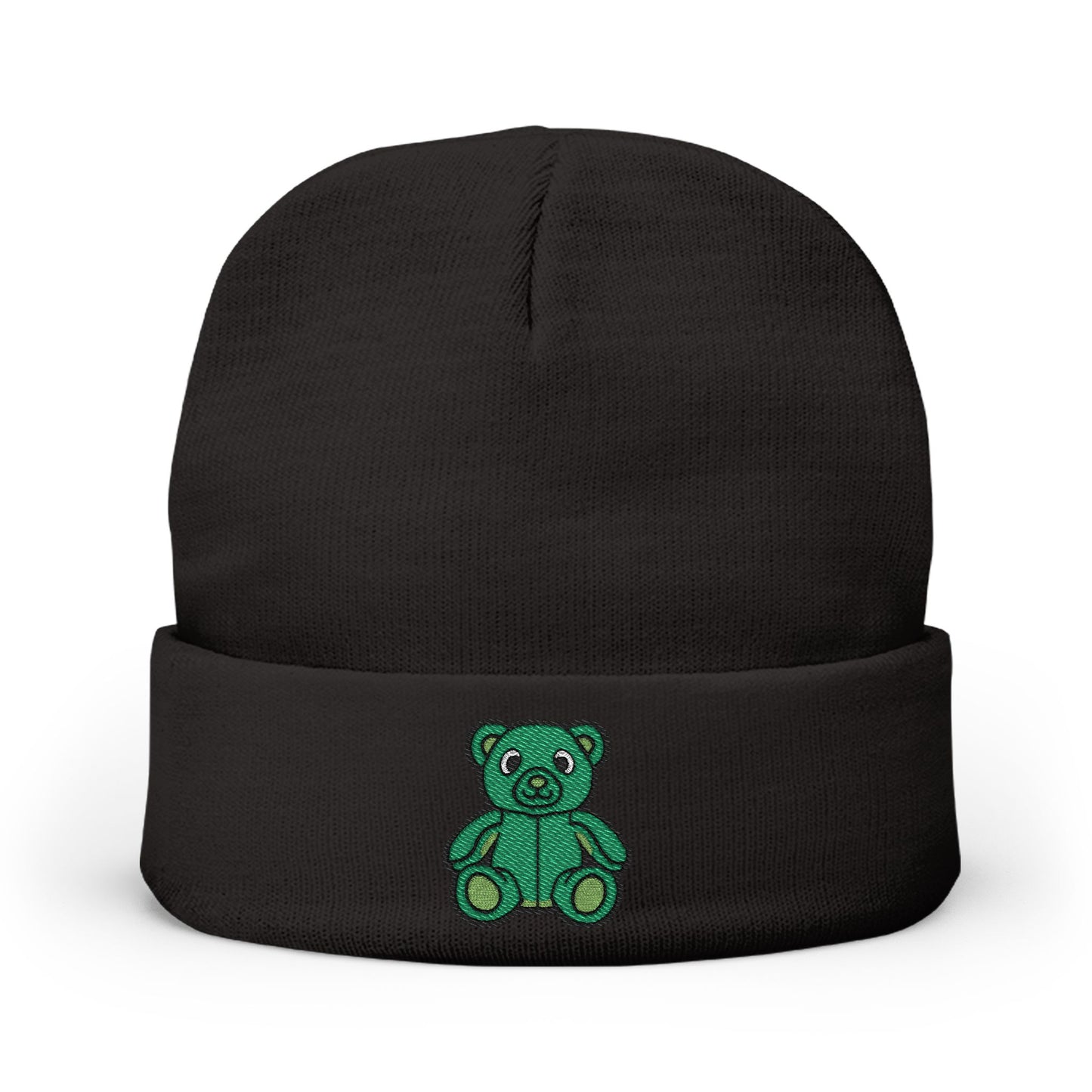 Emerald Bear Cozy Embroidered Beanie