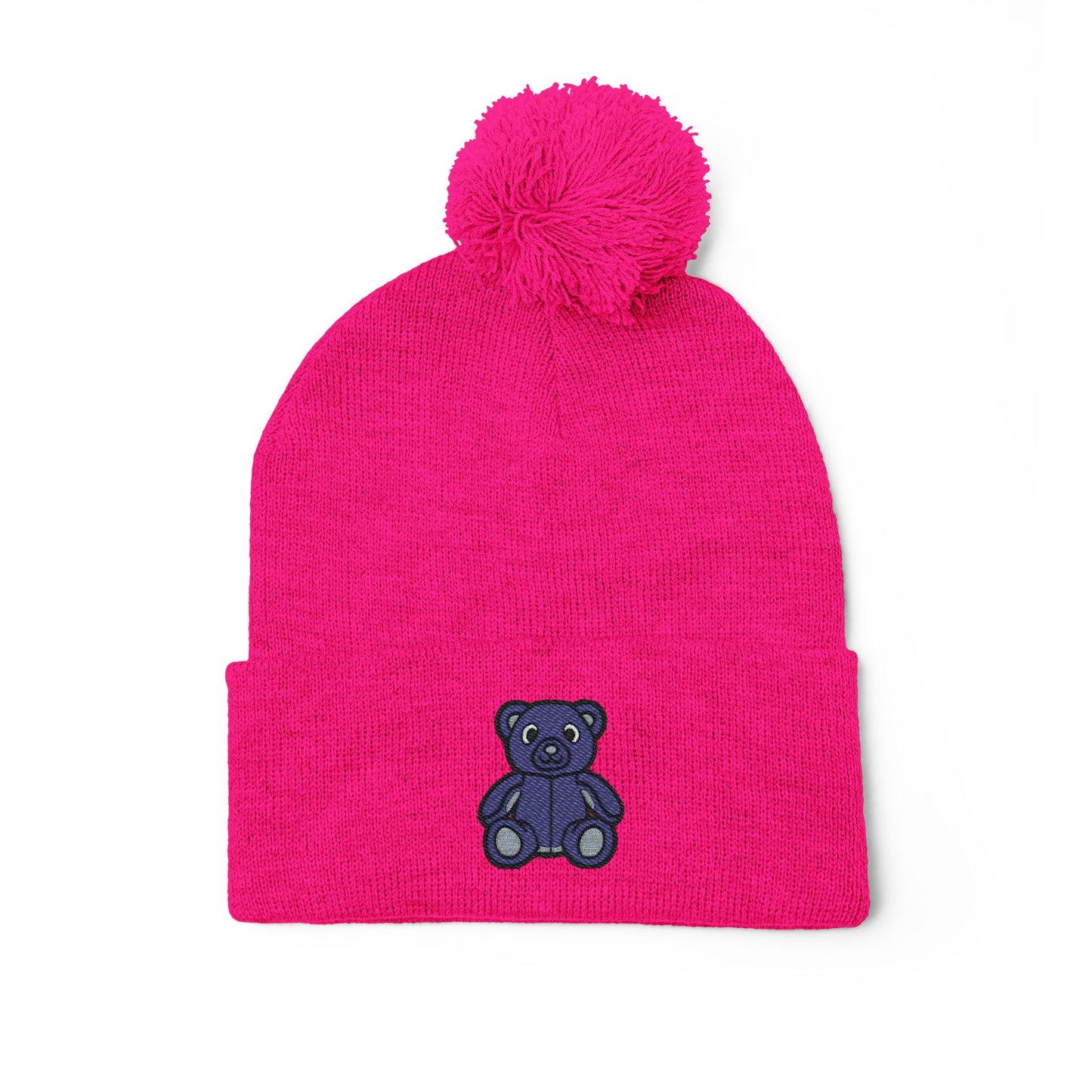 Twilight Bear Embroidered Pom-Pom Knit Cap