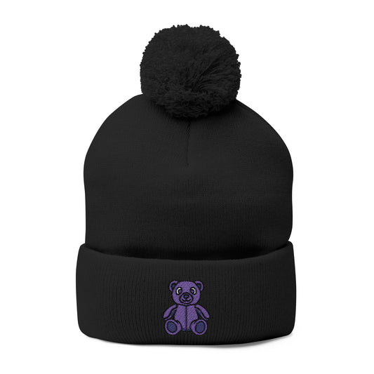 Lavender Dream Embroidered Pom-Pom Knit Cap 💜