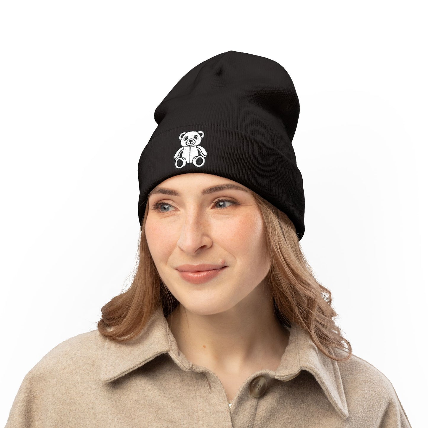 Polar Teddy Embroidered Knit Beanie