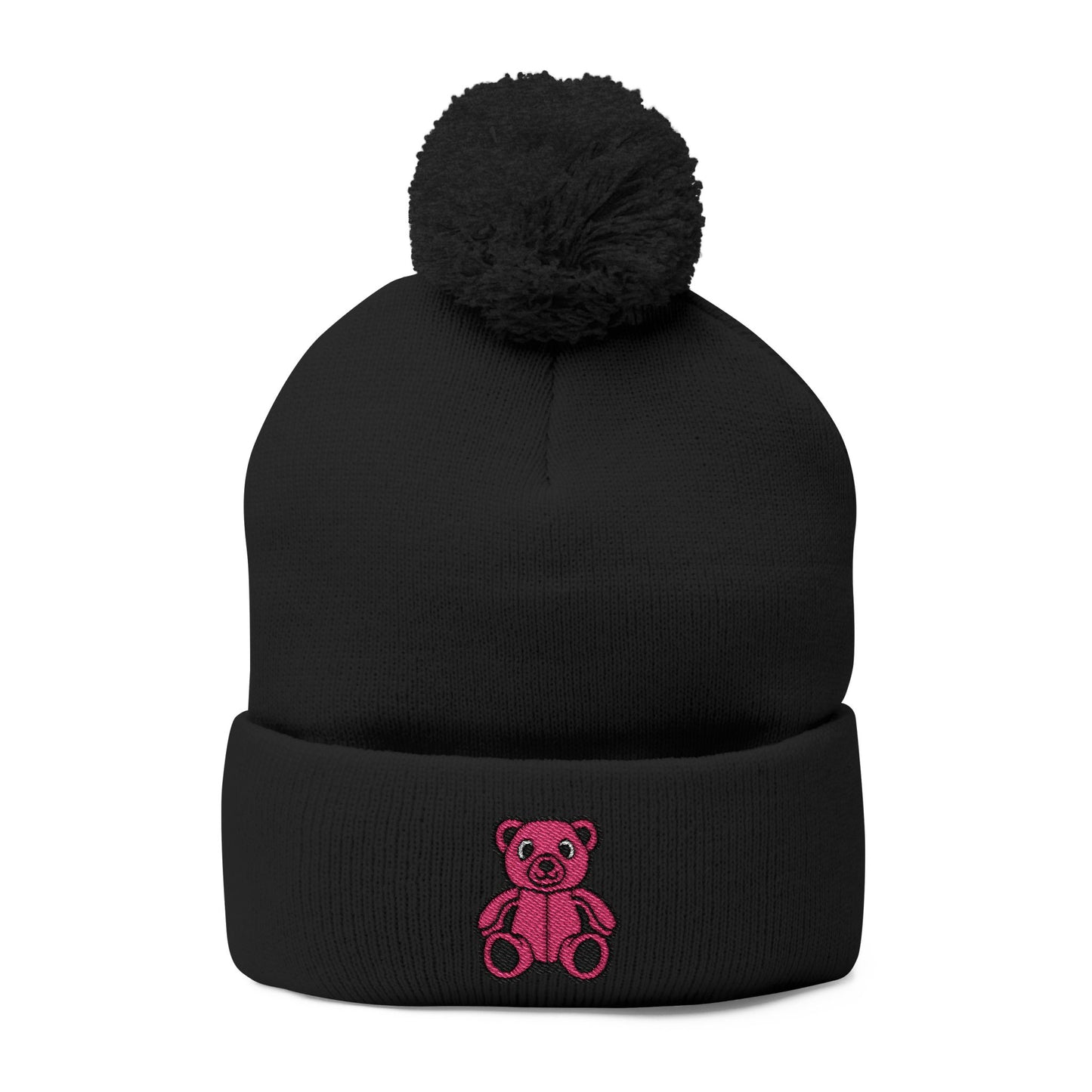 Pinky Bear Embroidered Pom-Pom Knit Cap