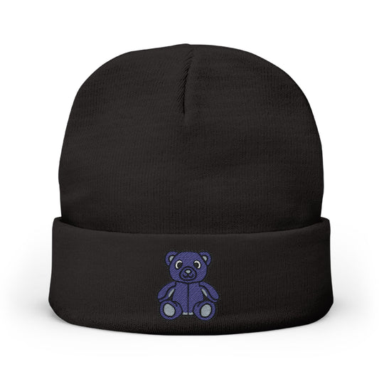 Twilight Bear Embroidered Beanie — Cozy Knit Hat