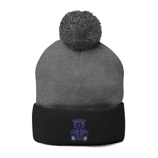 Twilight Bear Embroidered Pom-Pom Knit Cap
