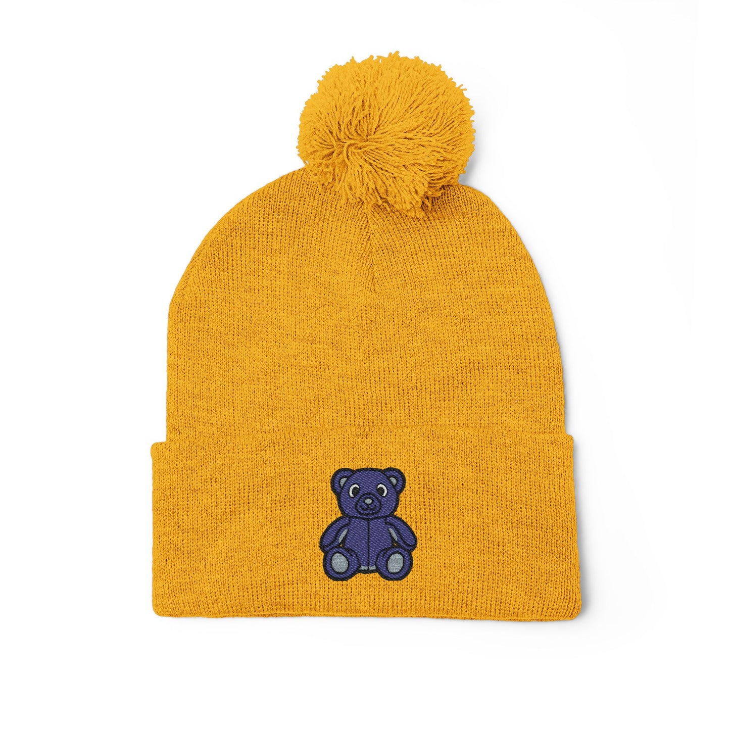 Twilight Bear Embroidered Pom-Pom Knit Cap