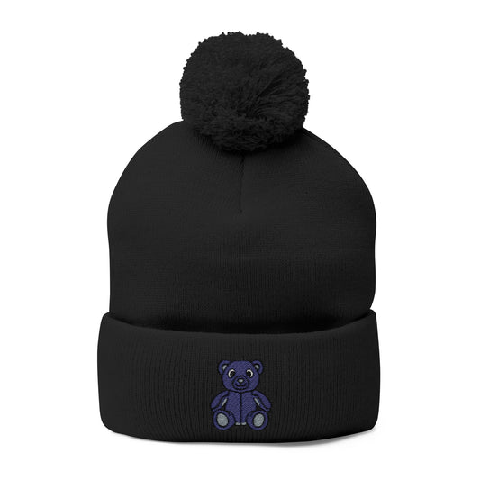 Twilight Bear Embroidered Pom-Pom Knit Cap