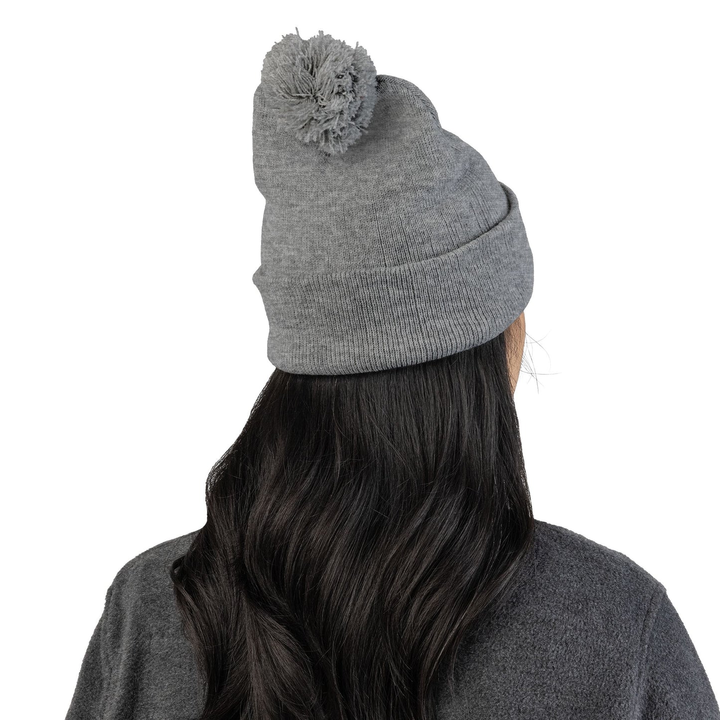 Polar Teddy Pom-Pom Knit Cap — Embroidered Winter Beanie