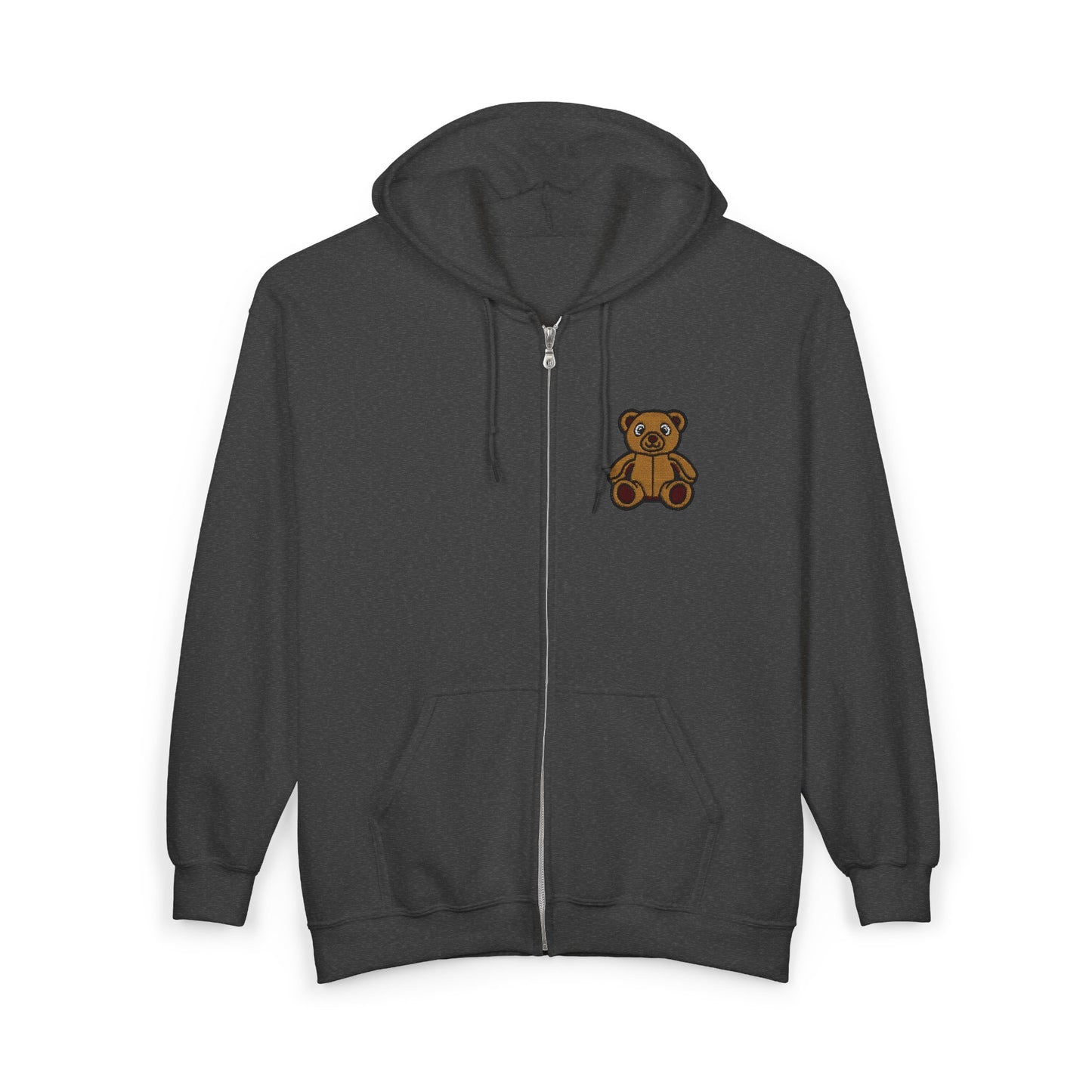 Teddy Bear Cozy Embroidery Zip Hoodie