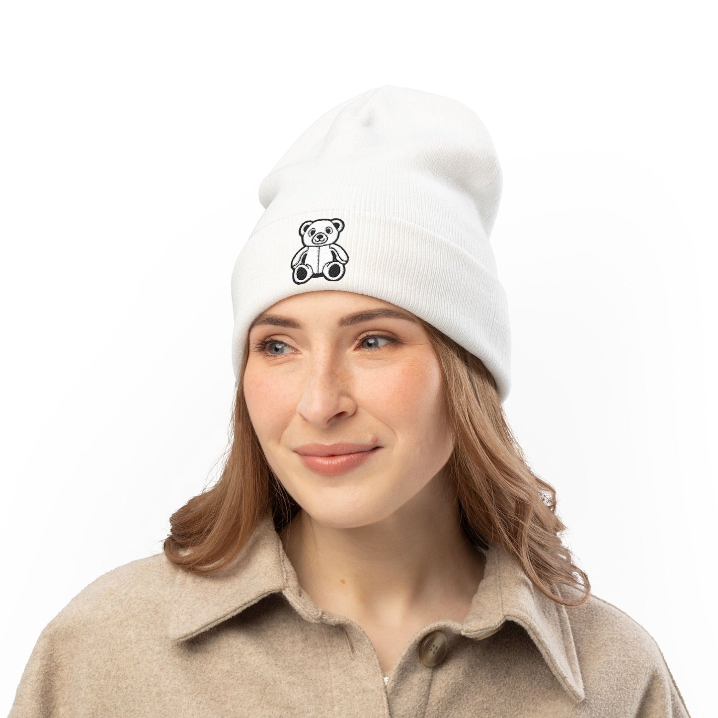 Polar Teddy Embroidered Knit Beanie