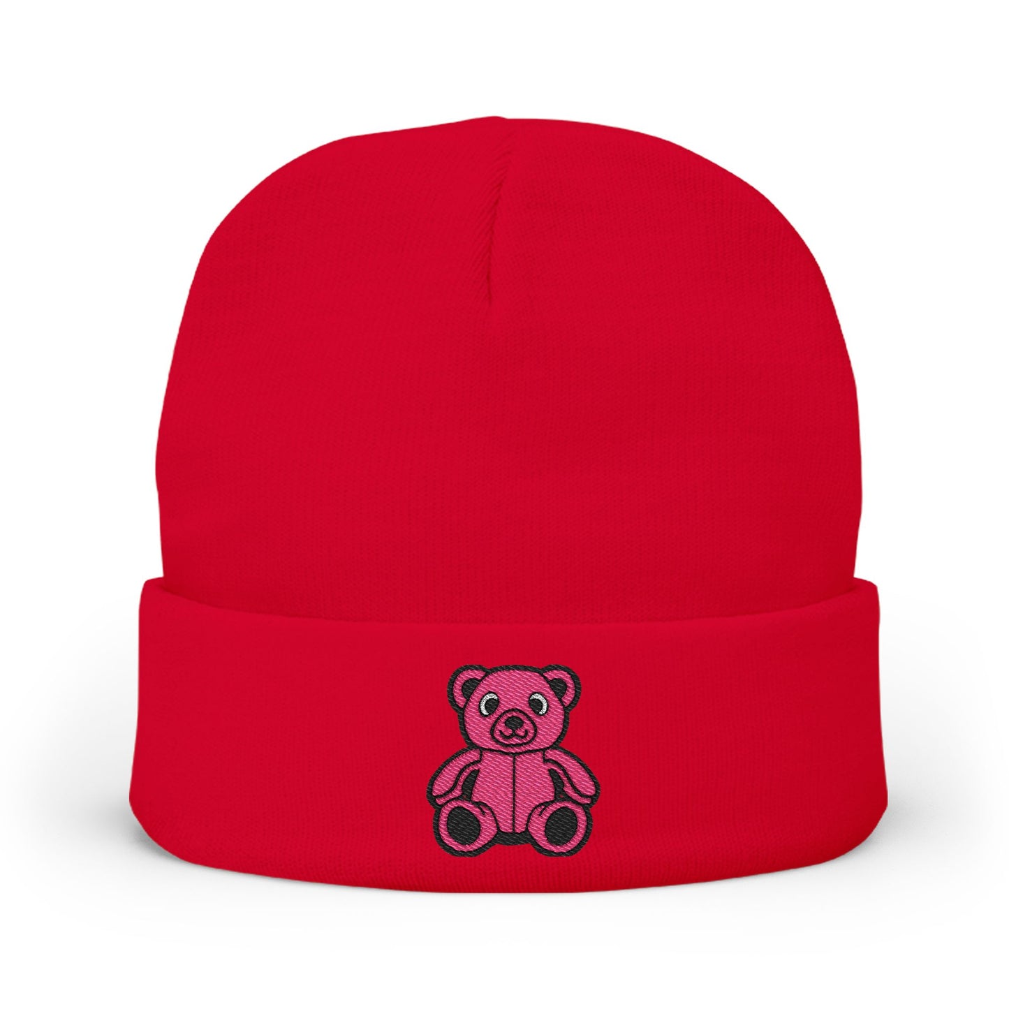 Pinky Bear Embroidered Knit Beanie