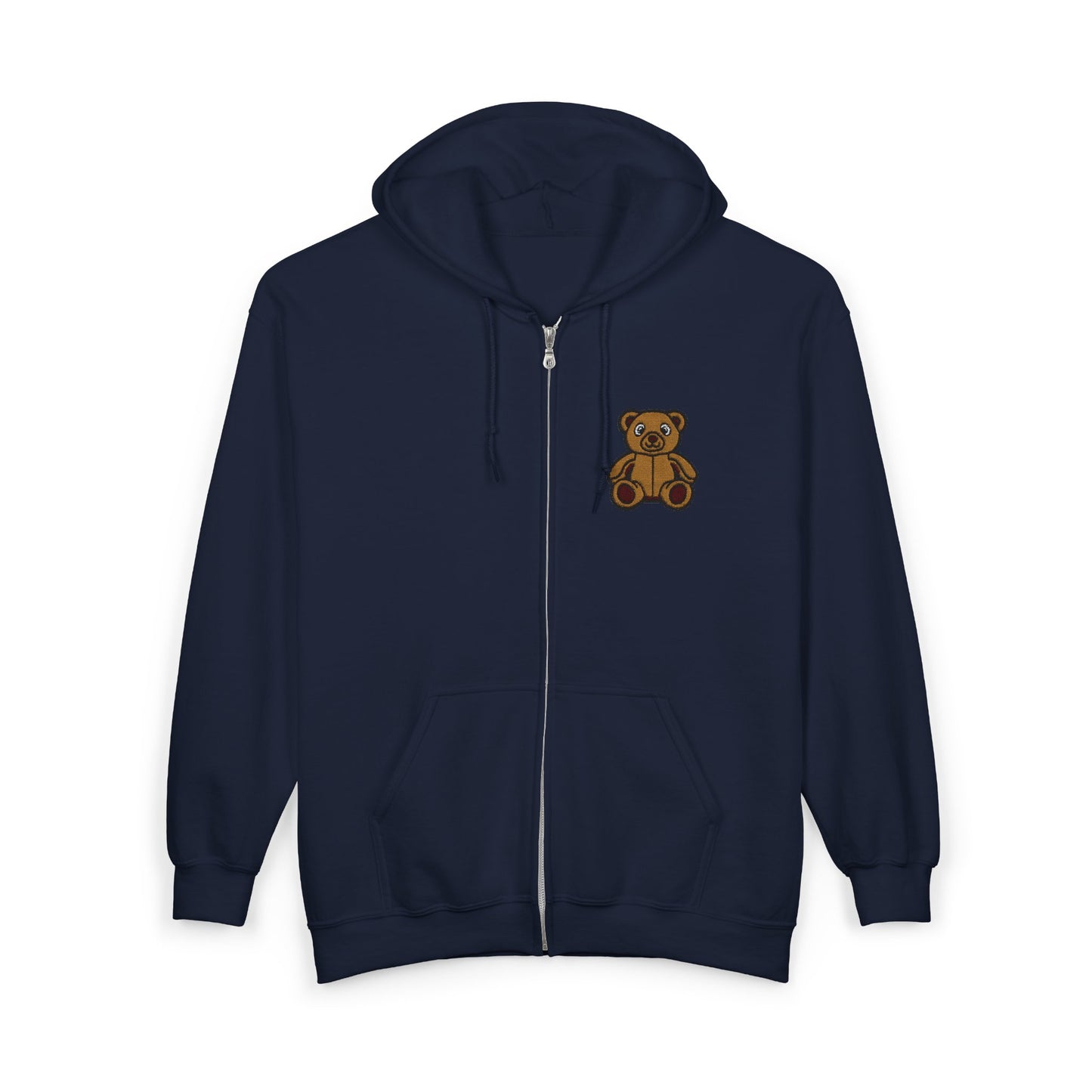 Teddy Bear Cozy Embroidery Zip Hoodie